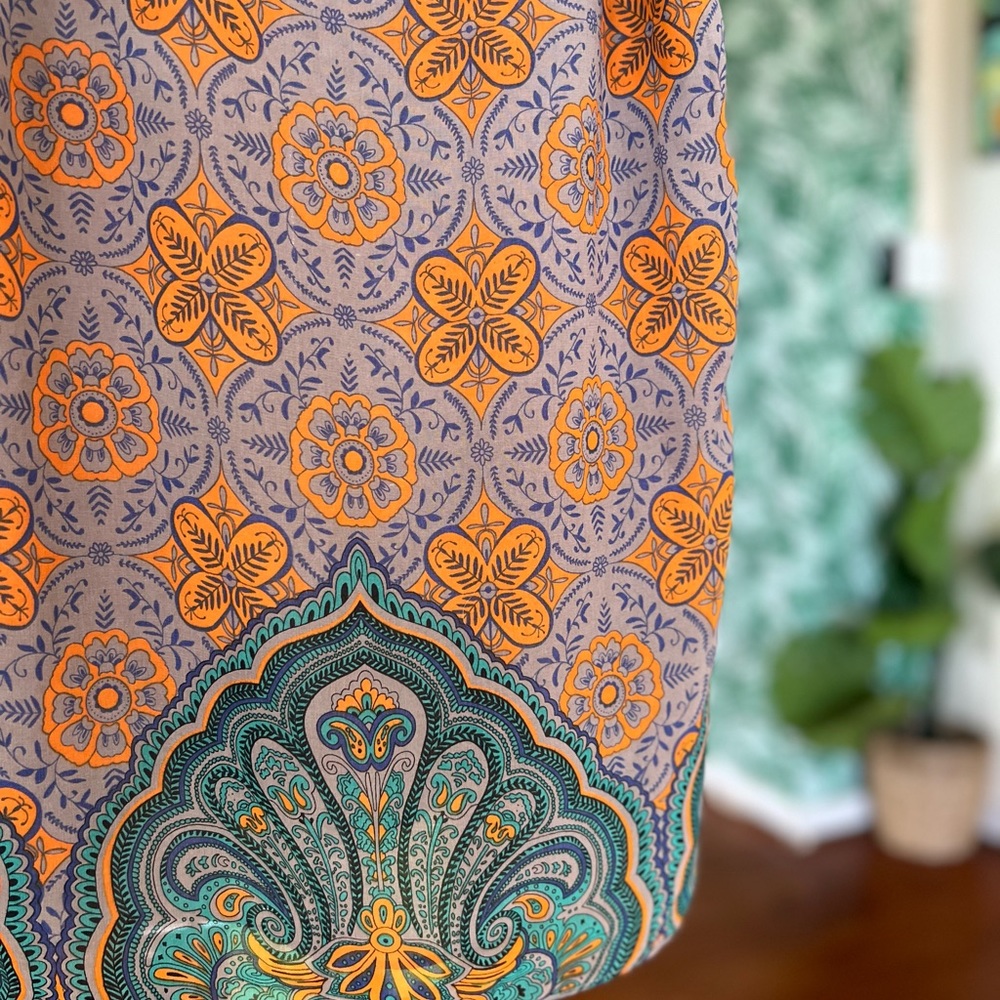 Cabi Arabesque Cami Tank Tunic Top Sleeveless Orange Blue Paisley 3082 Sz S - Picture 8 of 8